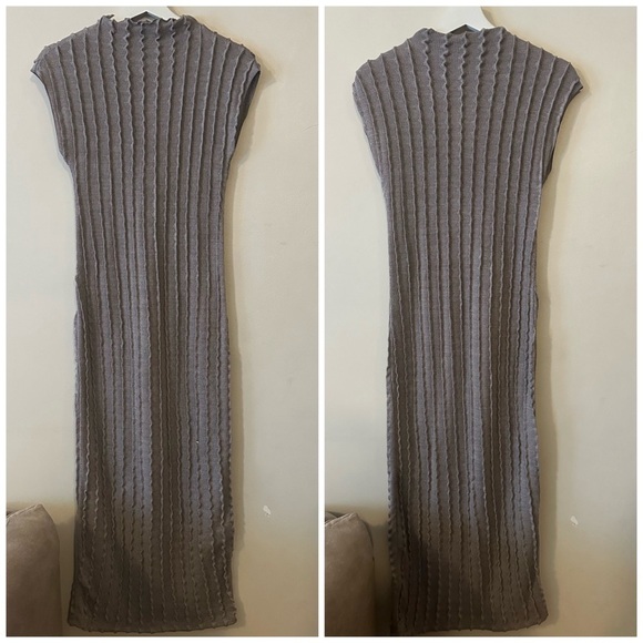 Zara Ribbed Textured Soft Stretch Knit Sleeveless Midi Dress - Picture 11 of 15